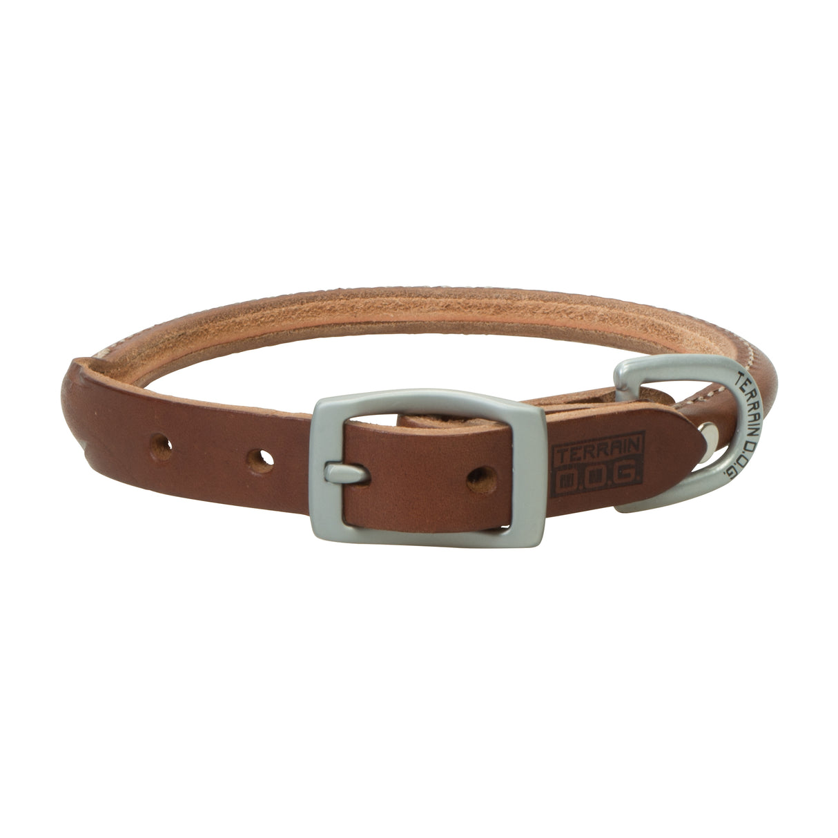 Bridle Leather Rolled Dog Collar, Brown