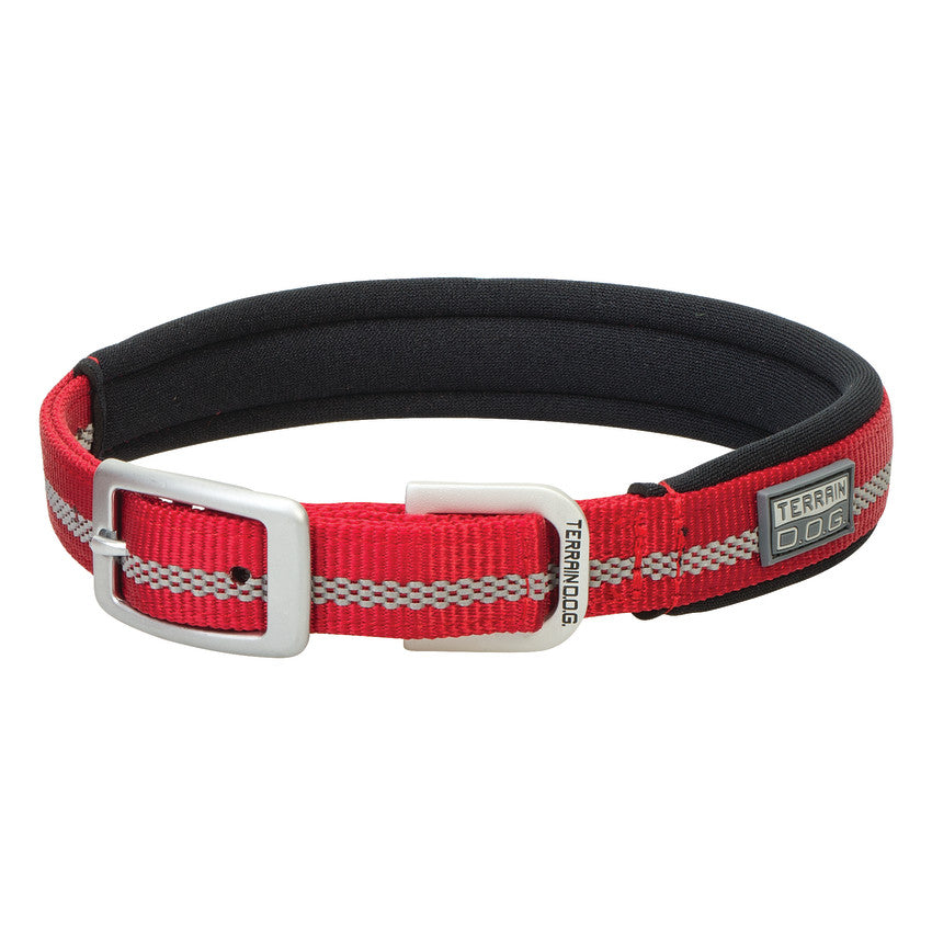 Red reflective neoprene lined dog collar