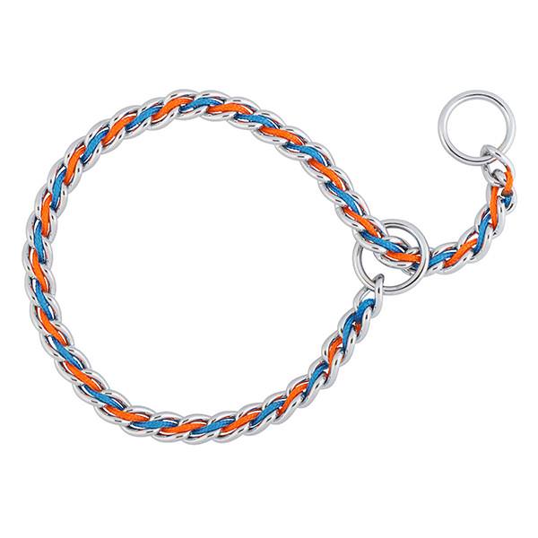 Laced Chain Slip Collar, Blue/Orange, 3.9 mm x 26"