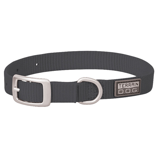 Nylon Single-Ply Dog Collar, Dark Gray, 5/8" x 9"