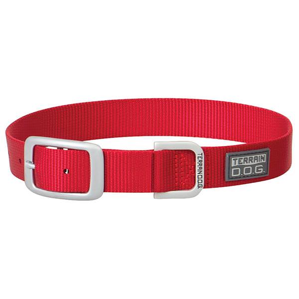 Nylon Single-Ply Dog Collar, Red, 3/4" x 17"
