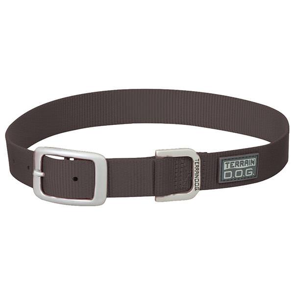 Nylon Single-Ply Dog Collar, Dark Gray, 1" x 19"