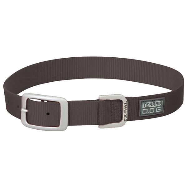 Nylon Single-Ply Dog Collar, Dark Gray, 1" x 21"