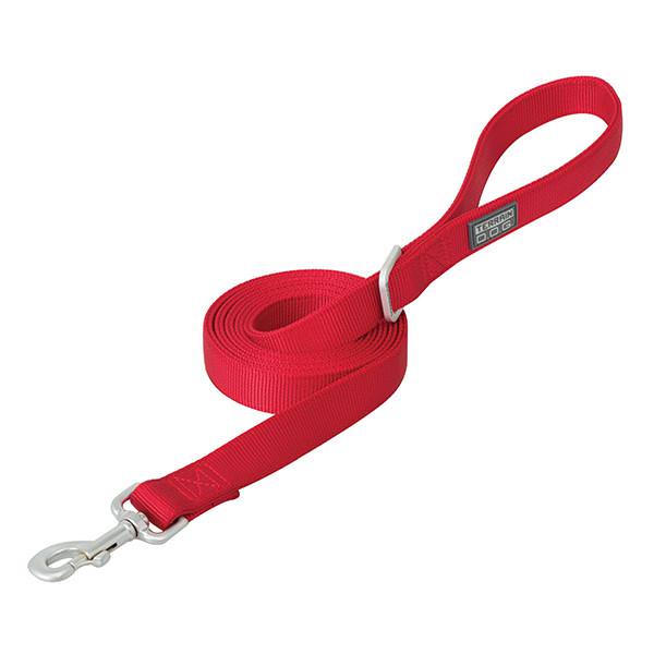 Nylon Double-Ply Dog Leash, Red, 1" x 4'