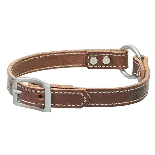 Bridle Leather Ring-In-Center Dog Collar, Brown, 3/4" x 13"