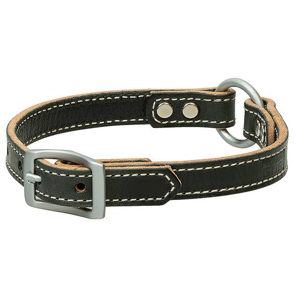 Bridle Leather Ring-In-Center Dog Collar, Black, 3/4" x 13"