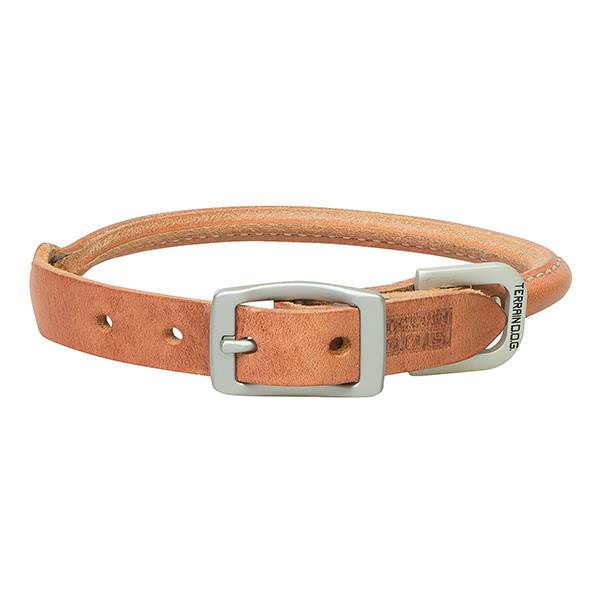 Harness Leather Rolled Dog Collar, 3/4" x 17"