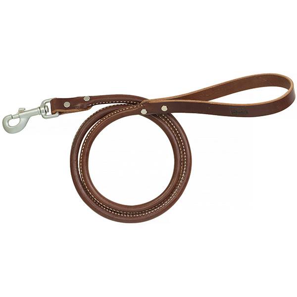 Bridle Leather Rolled Dog Leash, Brown, 3/4" x 4'