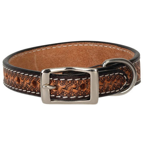 Floral Tooled Leather Dog Collar