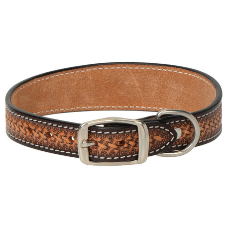 Floral Tooled Leather Dog Collar