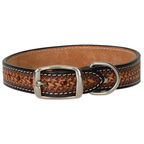 Floral Tooled Leather Dog Collar