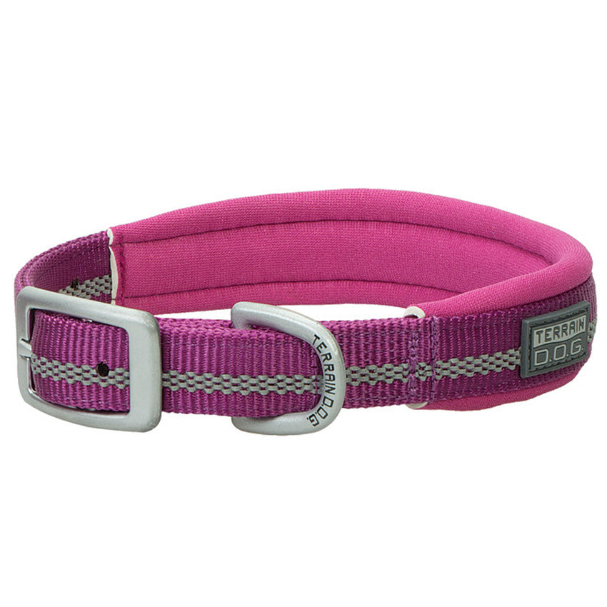 Purple reflective neoprene lined dog collar