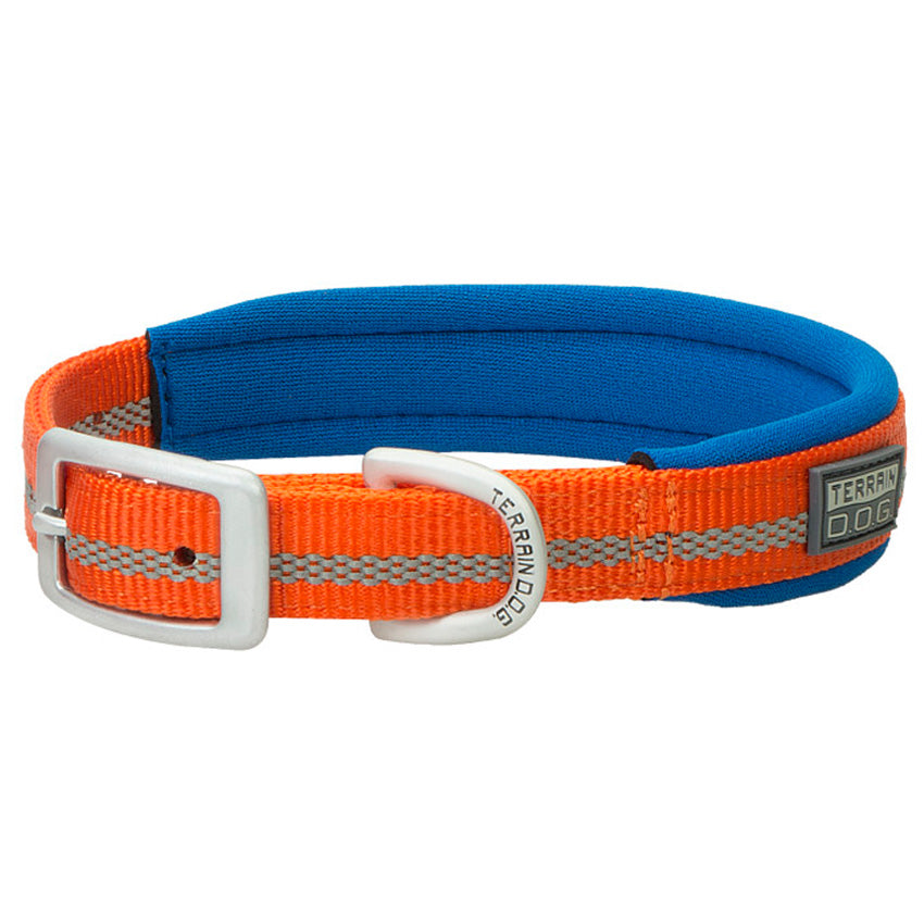 Orange reflective neoprene lined dog collar