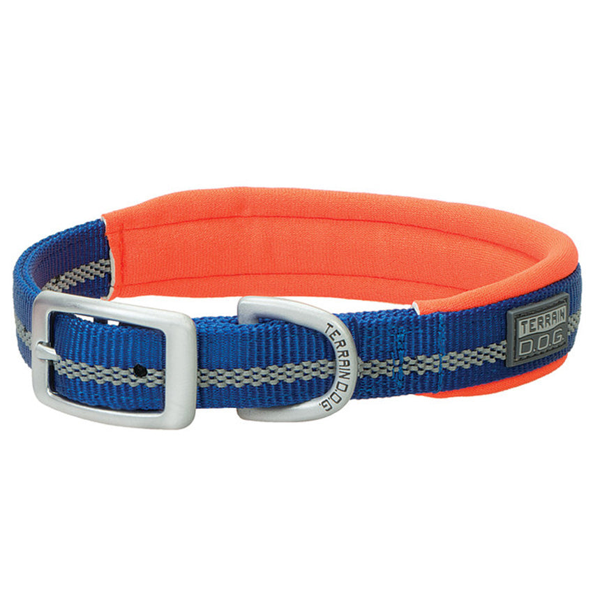 Dark blue reflective neoprene lined dog collar