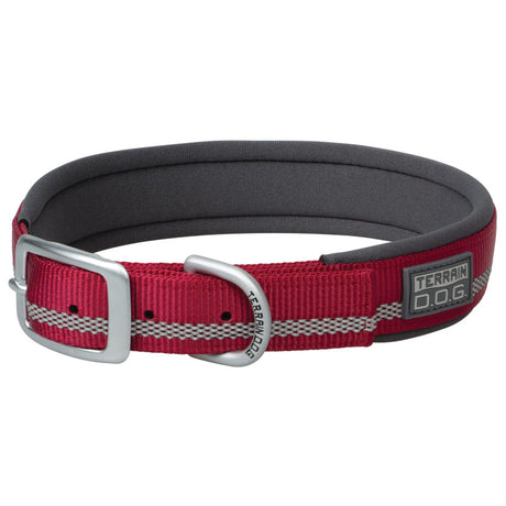 Claret reflective neoprene lined dog collar