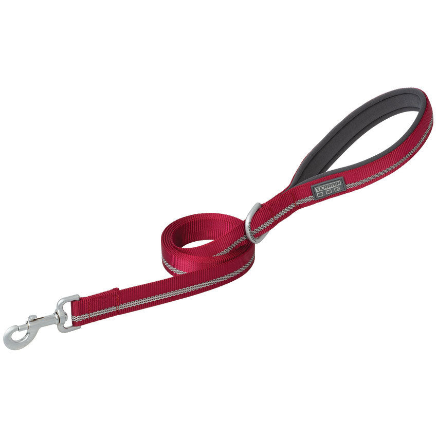 Reflective Neoprene Lined Leash, 1" x 6', Claret