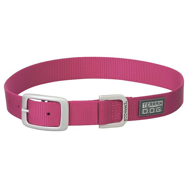 Nylon Single-Ply Dog Collar, Pink, 1" x 21"