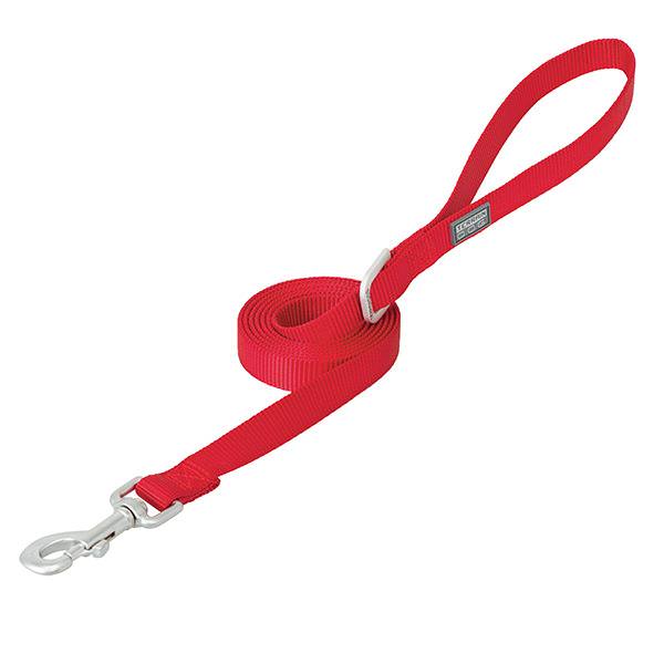 Nylon Single-Ply Dog Leash, 3/4" x 4', Red