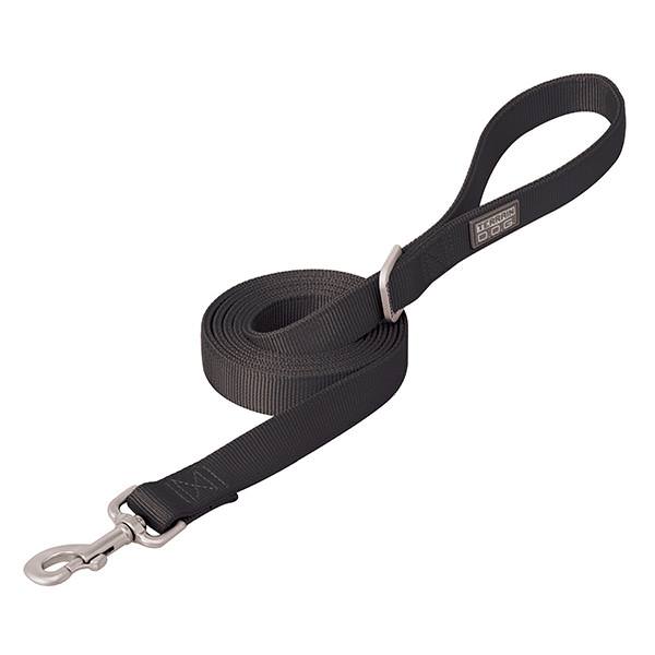 Nylon Double-Ply Dog Leash, Black, 1" x 4'