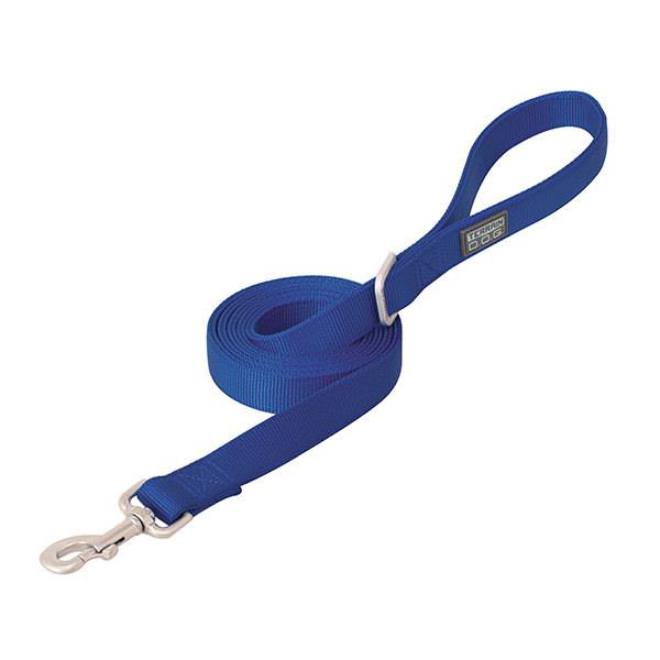 Nylon Double-Ply Dog Leash, Dark Blue, 1" x 4"