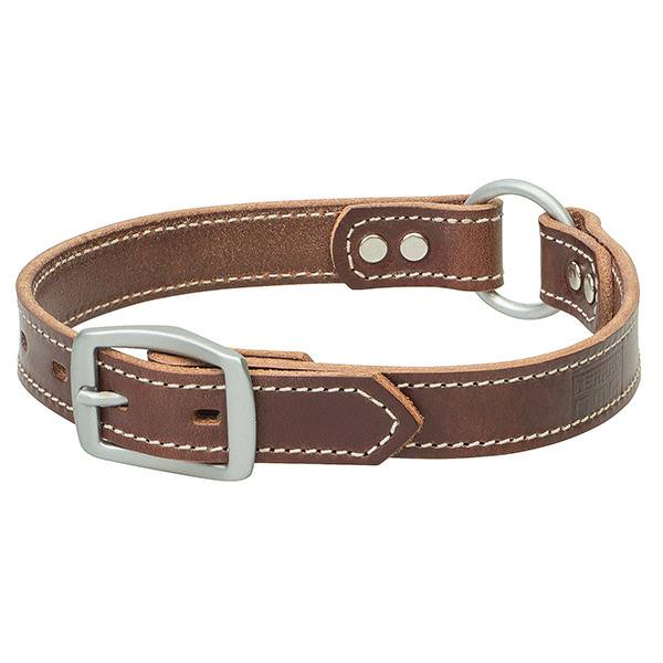 Bridle Leather Ring-In-Center Dog Collar, Brown, 1" x 25"
