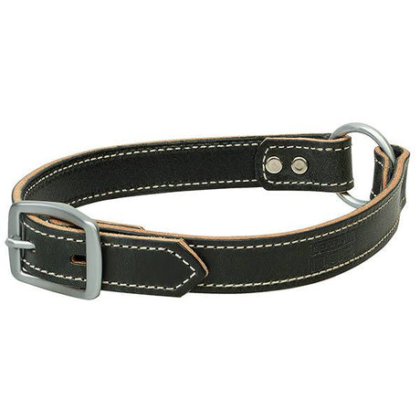 Bridle Leather Ring-In-Center Dog Collar, Black, 1" x 25"