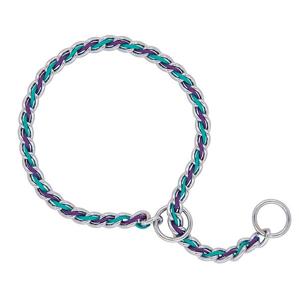 Laced Chain Slip Collar, 3.9 mm x 24", Teal/Purple